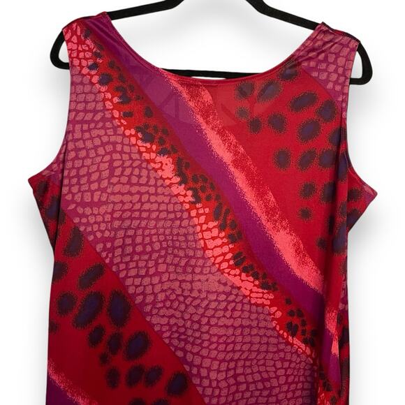 Nancy K Maxi Dress Women's 1X Multicolored Animal Print Mixed Media Satin Retro - Picture 4 of 8